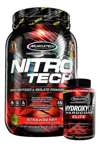 Hydroxycut 100caps + Proteina Nitro Tech 2 Lb Muscletech Sabor Frutilla