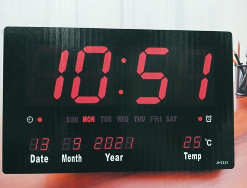 Reloj Digital De Mesa Pared A Corriente Alarma Clima Fecha