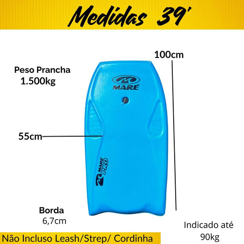 Prancha Bodyboard Pró Maré- C/ Leash Braço All Stick
