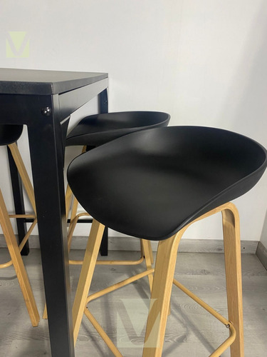 Comedor Alto Estilo Bar X4 Taburete Cuppy Y Mesa Rectangular