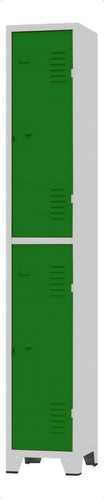 Armário De Aço Cinza Verde 2 Portas Grandes - Ultra Móveis Cor Cinza Cristal Com Verde