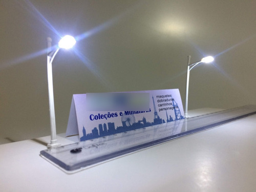 10 Postes Branco H=6,5cm C/ Led 3volts Maquete Postinho 1:87