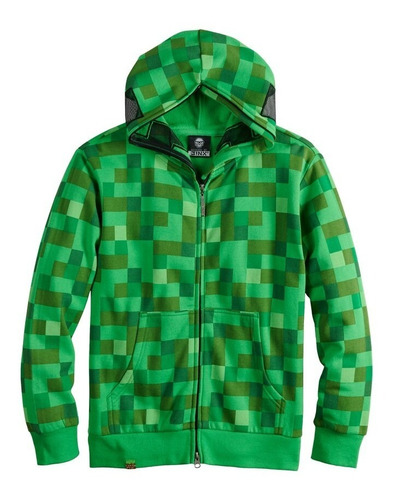 Increíble Chamarra Con Gorro Creeper Minecraft Talla 10/12