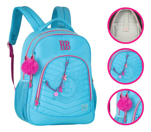 Mochila escolar Clio Style Mochila de costas escolar rebecca bonbon clio style rb24028 cor azul  design liso 20L