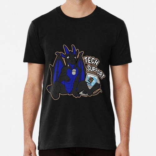 Remera Tech Support Dragon - Azul Y Negro Algodon Premium