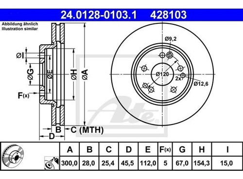 Disco Frenos Delantero Mb Sl500 5.0 1995/2001 Marca: Ate