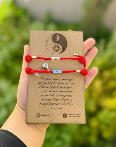 Pulseras De Pareja Con Iman Sol Y Luna Con Mensaje Grabado