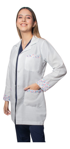 Bata Doctora Estampada Fanny Beniza Blanco Mariposas Blanco Med