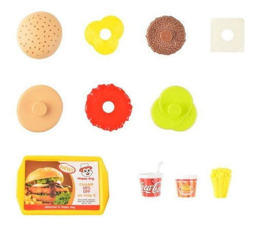 Imagen 8 de 9 de Juego De Encastre Comida Rapida Combo Hamburguesa De Juguete