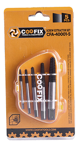 Extractores De Tornillos 5 Piezas 1/3 (3mm) A 3/4 (18mm)
