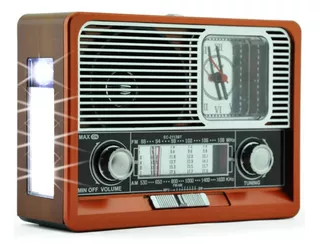 Radio Vintage Am Fm Bt Linterna Reloj Recargable Ktf-1647