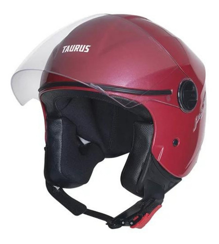 Capacete Aberto Joy 23 By Taurus Bege Couro Preto Vermelho Tamanho do capacete 56