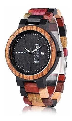 Bobo Bird Reloj De Madera Natural Colorido Para Hombre Reloj