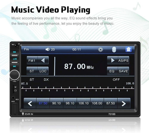 Imagen 5 de 10 de Auto Estéreo 7018b 2 Din Pantalla Táctil Mp5 Hd 1080p
