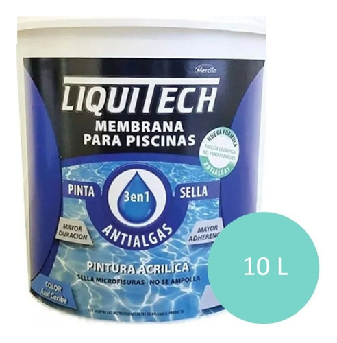 Pintura Piscina Pileta Antialga Liquitech 10 Lts Pinta Sella