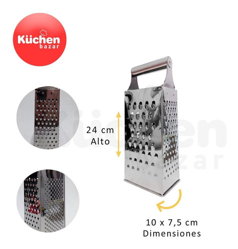 Imagen 2 de 10 de Rallador C/mango 4 Caras De Acero Inoxidable 23,5 Cm