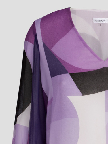 Camisa Print V-nk Morado Calvin Klein Mujer