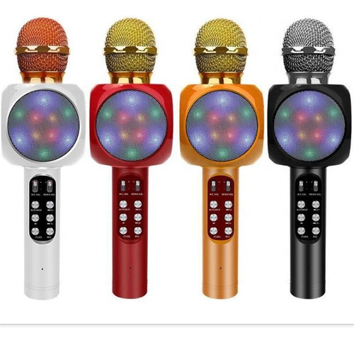 Microfono Bluetooth Inalambrico Karaoke Parlante Luces Niños