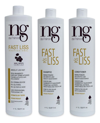 Ng De France Fast Liss 1 + Pós Fast Liss Sh. 1 L + Cond. 1 L