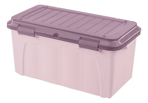 Caja Organizadora Baul Movil Con Ruedas Almacenamiento 90l Color Caja Rosada Tapa Violeta