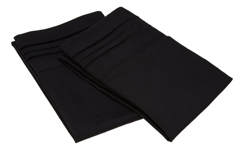Fundas De Almohada De Microfibra 90 Gsm Color Negro King