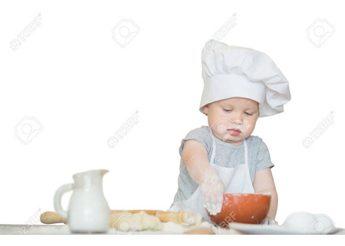 Imagen 8 de 10 de Combo Delantal + Gorro Para Niños Mini Chef Colores