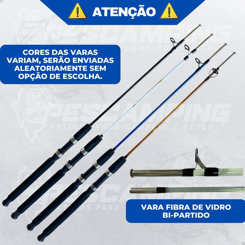 Kit De Pesca Vara Maciça 35 Lbs + Molinete 4000 E Linha 100m Aleatória