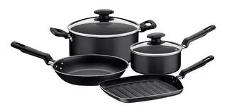 Juego De Ollas Tramontina Bateria Cocina Sarten Set Cacerola Color Negro