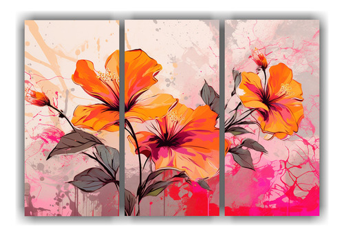 120x80cm Set 3 Lienzos Vanguardia Personalidad Orange And Pi