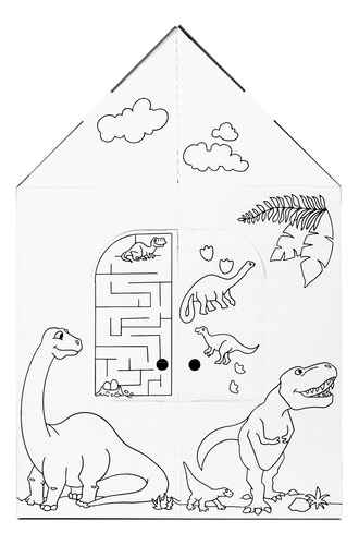 Casa De Dinosaurios De Cartón Para Niños 81 X 67 X 103 Cm