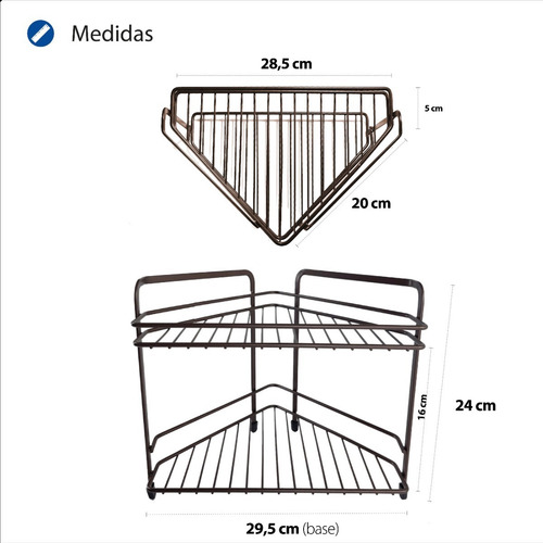 Imagen 4 de 8 de Organizador Baño Metal Con 2 Niveles Sobre Muebles Esquinero