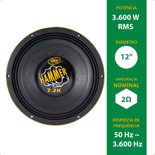 Alto-falante E12 Hammer 7.2-12'' - 3.600 Watts Rms 4 Ohms
