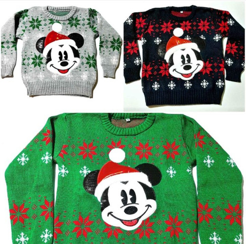 Sueter Sweater Navideño De Niños Mickey Mause O Minnie Mimi