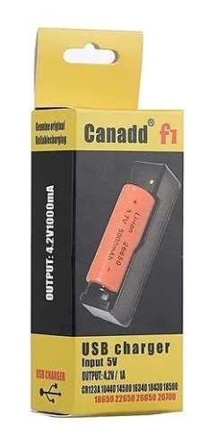 Cargador P/1 Pila Recarg 18650 Con Cable Usb Para Carga 