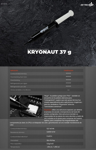 Imagen 5 de 5 de Pasta Térmica Thermal Grizzly Kryonaut 12.5 W 37grs Extrema!