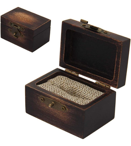 Caja De Madera Rústica Para Anillo De Compromiso