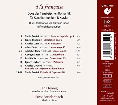 Loret / Hennig / Breidenbach Duets For Harmonium D'art & Pia