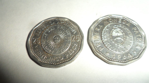 Moneda Argentina 25 Pesos 1964 (Usado)