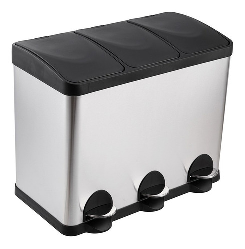 Basurero Acero Inoxidable Triple 15 Lts X3 Soin