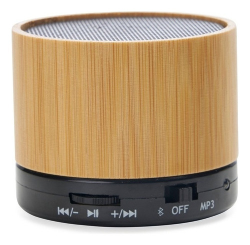 Caixa De Som Multimídia Bambu Rústica Sustentável Bluetooth Cor Preto