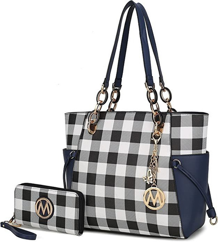 Mkf 2-pc Set Tote Satchel Bag Para Mujer Y Pulsera Monedero.