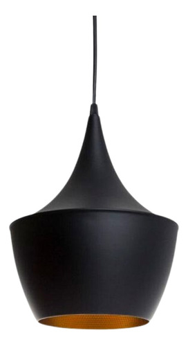 Lampara Colgante Moderna Negra 20 X 34cm  Color Int. Cobre 