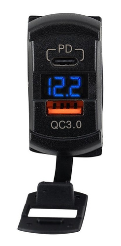 Cargador Rocker C + Pd Usb Rápido 3.0 Voltímetro 12v -24v