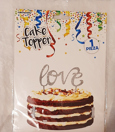 Cake Topper Love Color Plata
