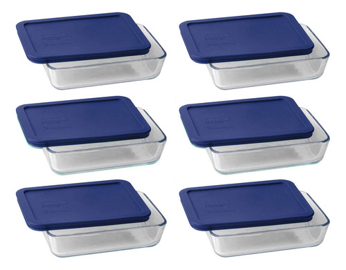 Contenedor Rectangular De Vidrio 750 Ml Con Tapa Azul Oscuro