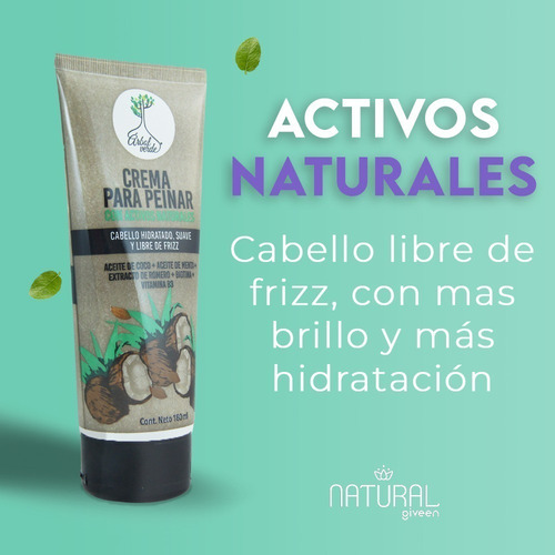 Crema Peinar Árbol Verde Coco Menta Romero Biotina 180 Ml