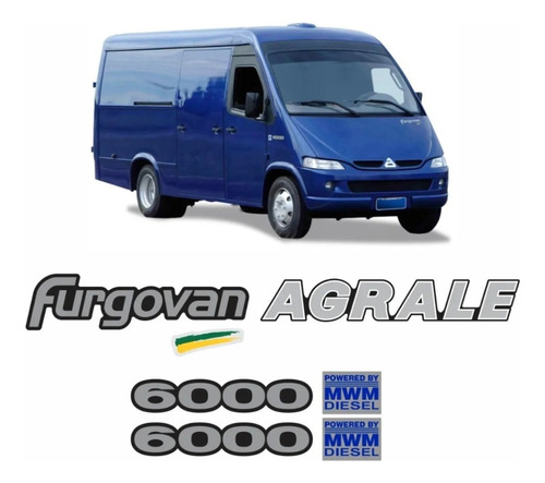 Kit Adesivo Compatível Agrale Furgovan 6000 Emblema Resinado Cor ADESIVO FURGOVAN AGRALE 6000
