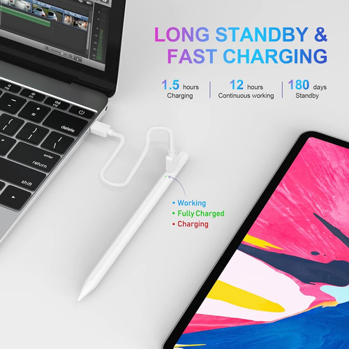 Stylus Pen For iPad 2018-2024 With Palm Rejection, Act...