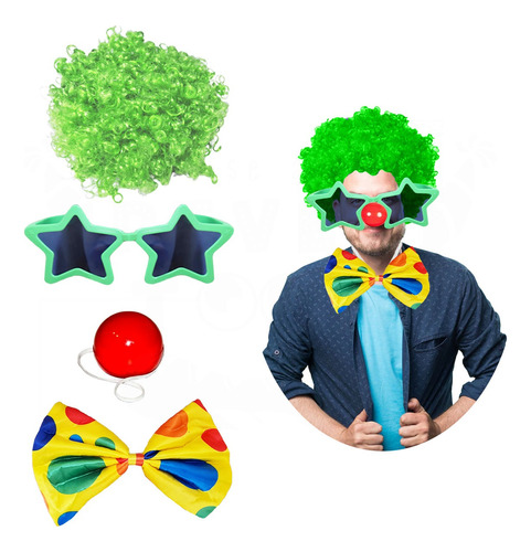 Set Kit Accesorios Disfraz Payaso Fiesta Halloween Clown Fun