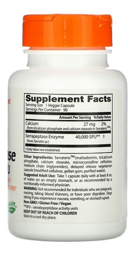 Serrapeptase Enzima Serrapeptasa Doctor's Best 40.000 Spu